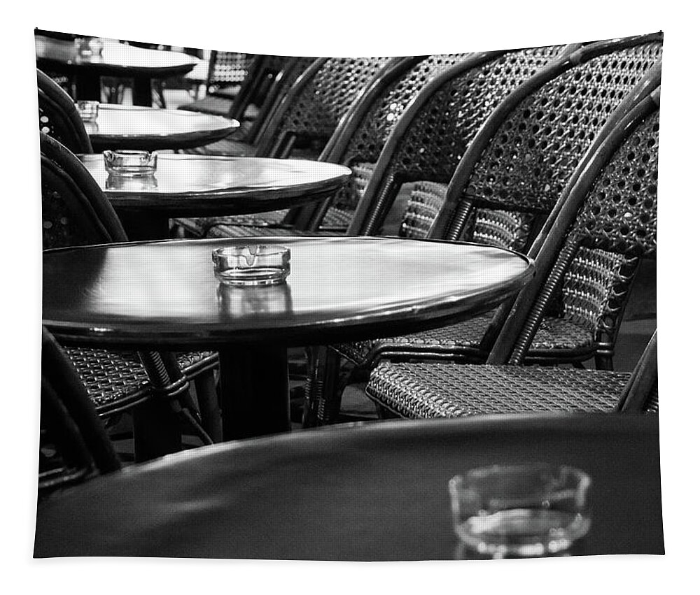 Paris Cafe Tapestry featuring the photograph Cafe Noir - Paris, France by Melanie Alexandra Price