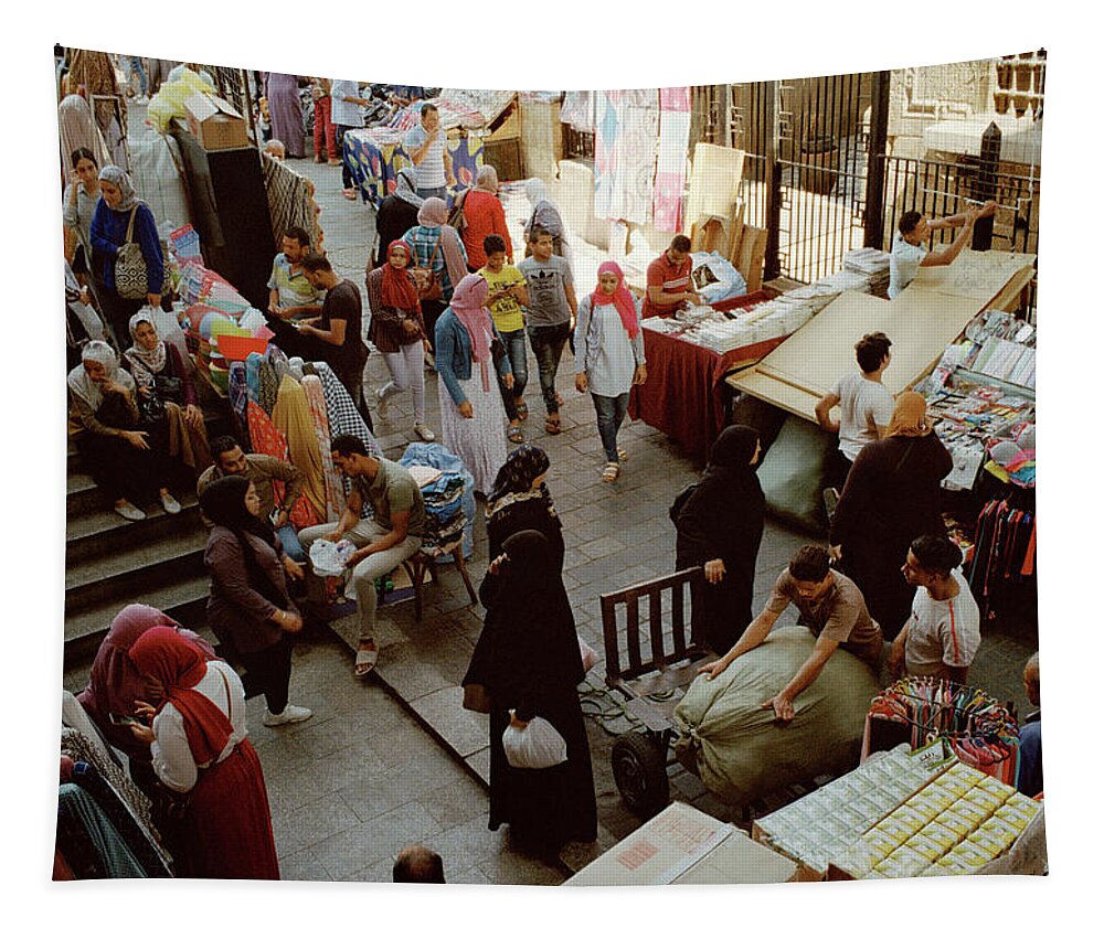 Islamic Cairo Tapestry featuring the photograph Cairo Bazaar by Shaun Higson