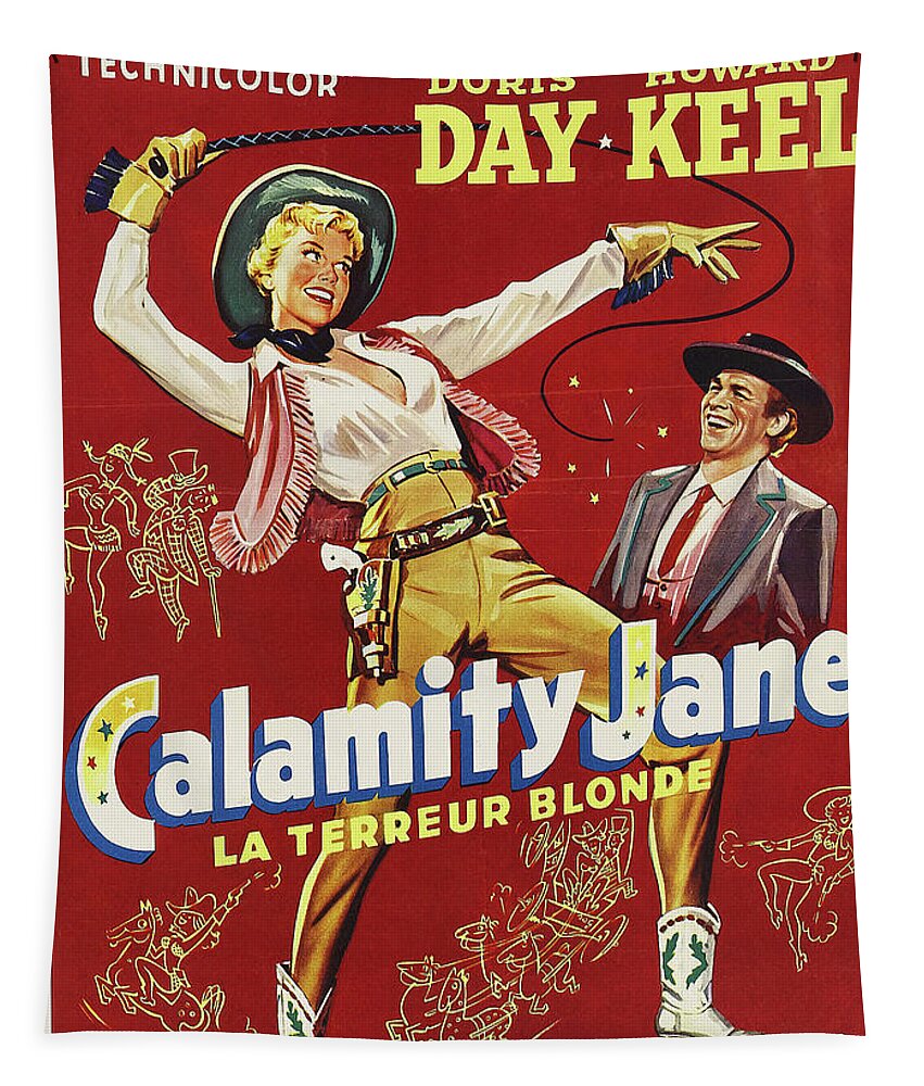 Calamity Tapestry featuring the mixed media ''Calamity Jane'' - 1953 #2 by Movie World Posters