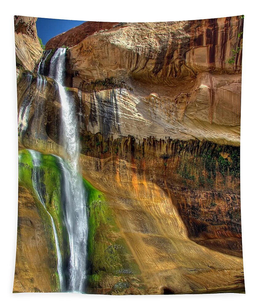 Calf Creek Tapestry featuring the photograph Calf Creek Falls by Farol Tomson