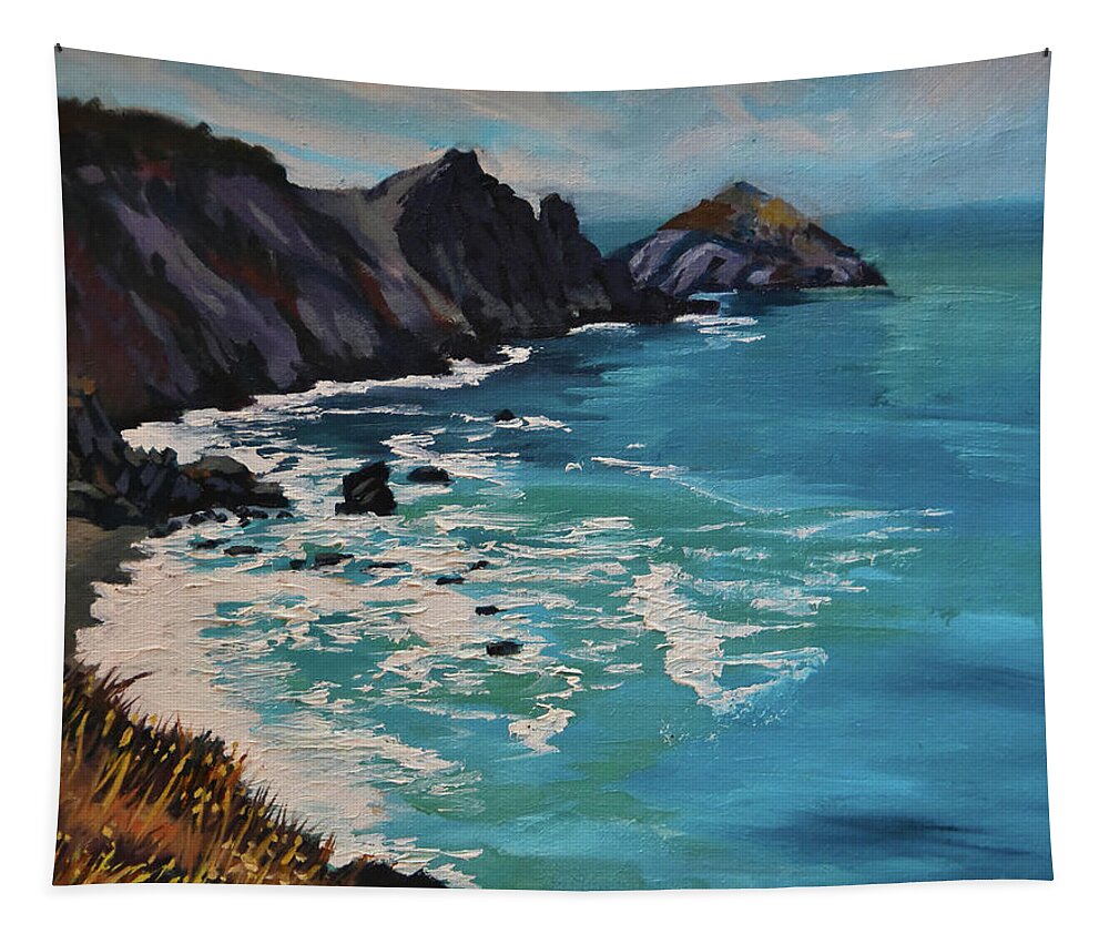 Pacific Tapestry featuring the painting California Coast by Alice Leggett