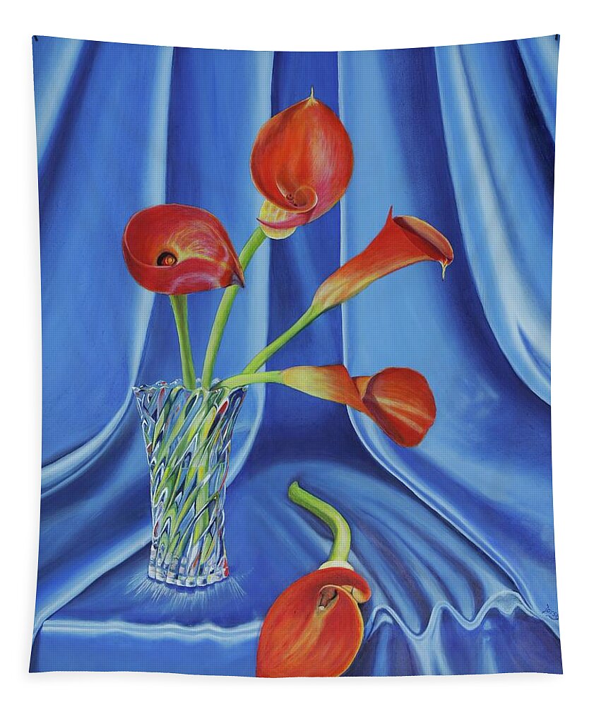 Popular Tapestry featuring the painting Calla Lilies by Dorsey Northrup
