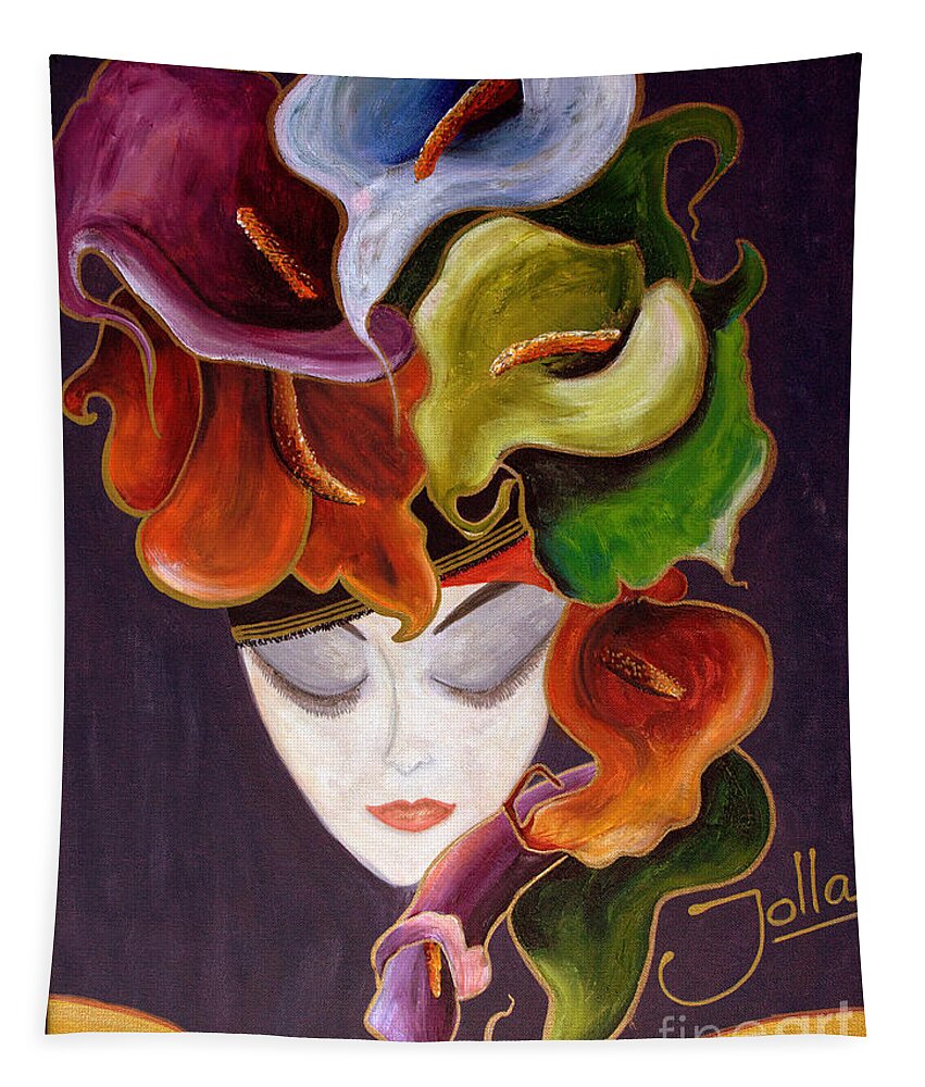 Calla Lily Dame Tapestry featuring the painting Calla Lily Dame.. by Jolanta Anna Karolska