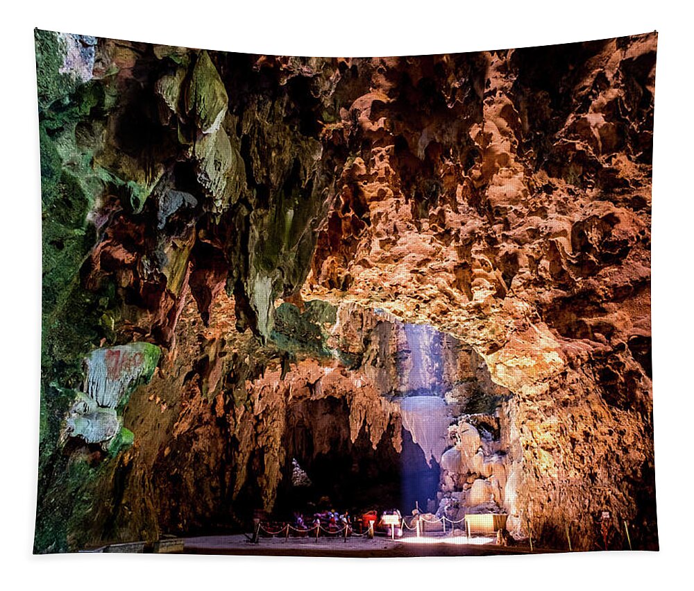 Beam Tapestry featuring the photograph Callao Cave Church by Arj Munoz