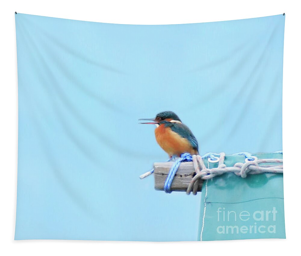 Kingfisher Tapestry featuring the photograph Calling Kingfisher by Terri Waters