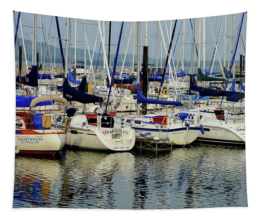 Lake City Marina Tapestry featuring the photograph Calm Waters by Susie Loechler