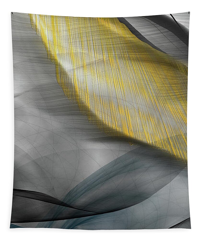 Turquoise Art Tapestry featuring the painting Calming Rays - Turquoise And Black Gray Abstract Art by Lourry Legarde