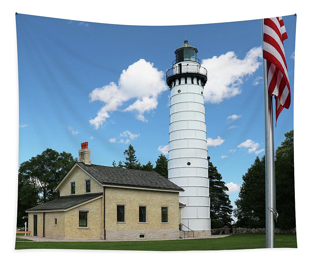 Explore Tapestry featuring the photograph Cana Island Light Station at 150 Square by David T Wilkinson