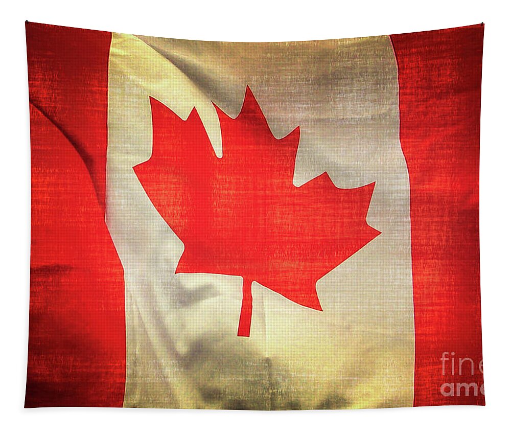 Flag Tapestry featuring the photograph Canadian flag by Delphimages Flag Creations