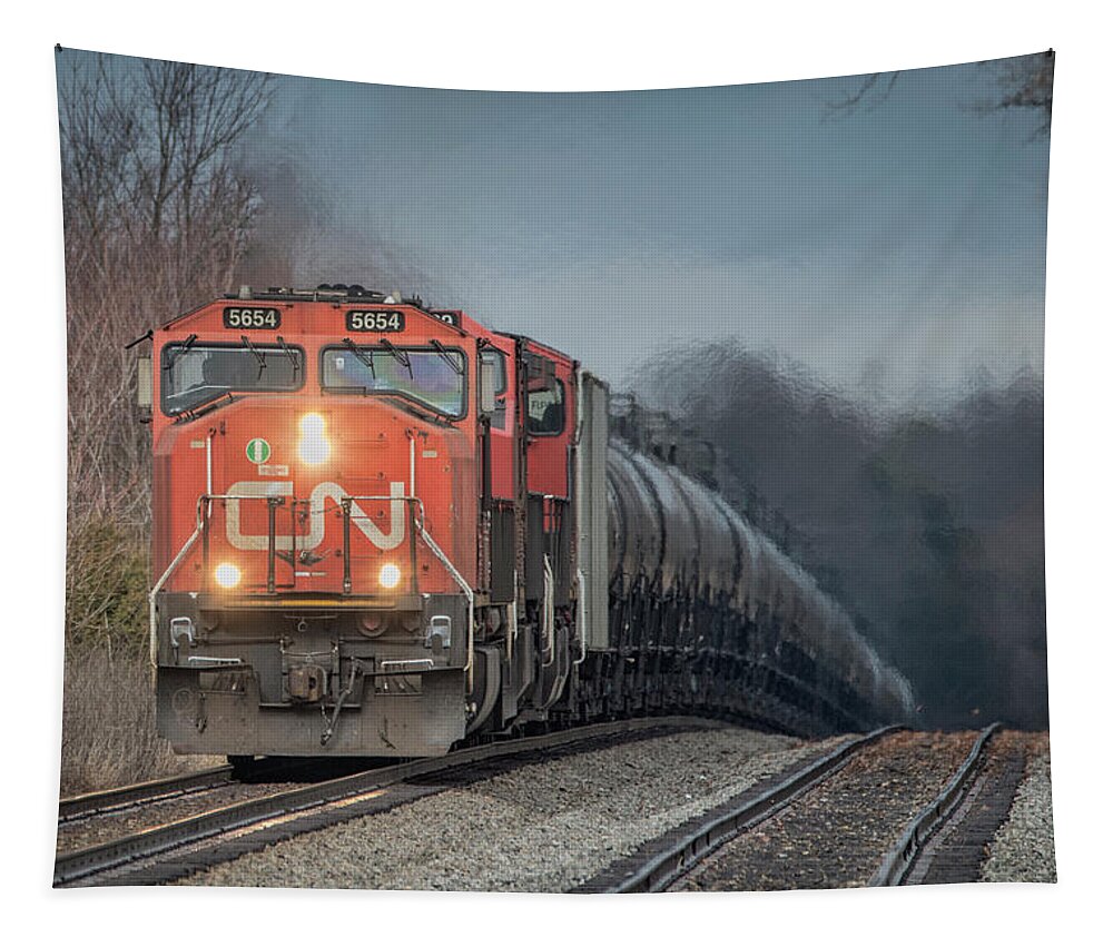 Railroad Tapestry featuring the photograph Canadian National 5654 leads the way on CSX K445 by Jim Pearson