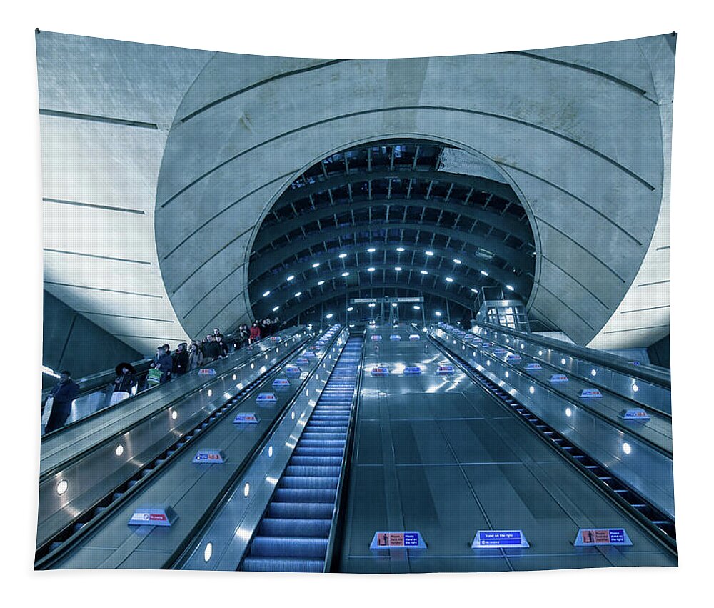  Tapestry featuring the photograph Canary Wharf Station by Andrew Lalchan