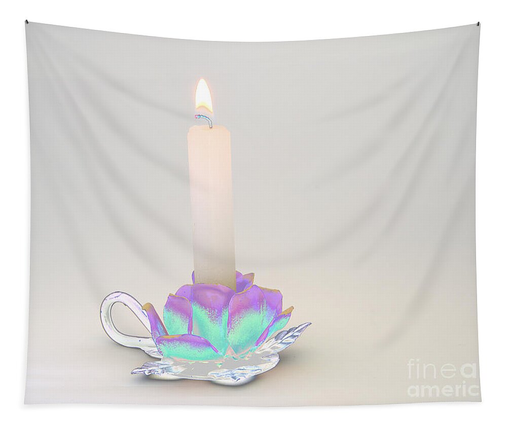 Candle Tapestry featuring the photograph Candle in Holder by Kae Cheatham