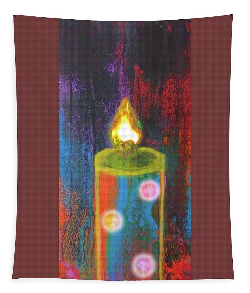 Candle Tapestry featuring the mixed media Candle In The Rain by Anna Adams