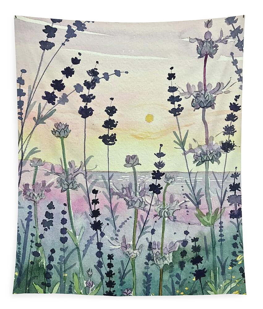 Topanga Tapestry featuring the painting Canyon seed Heads by Luisa Millicent