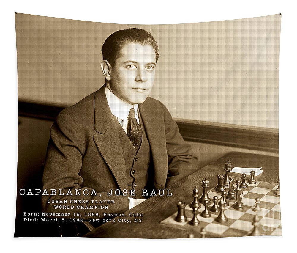Capablanca Champion Chess Player Tapestry by Carlos Diaz - Carlos Diaz -  Artist Website