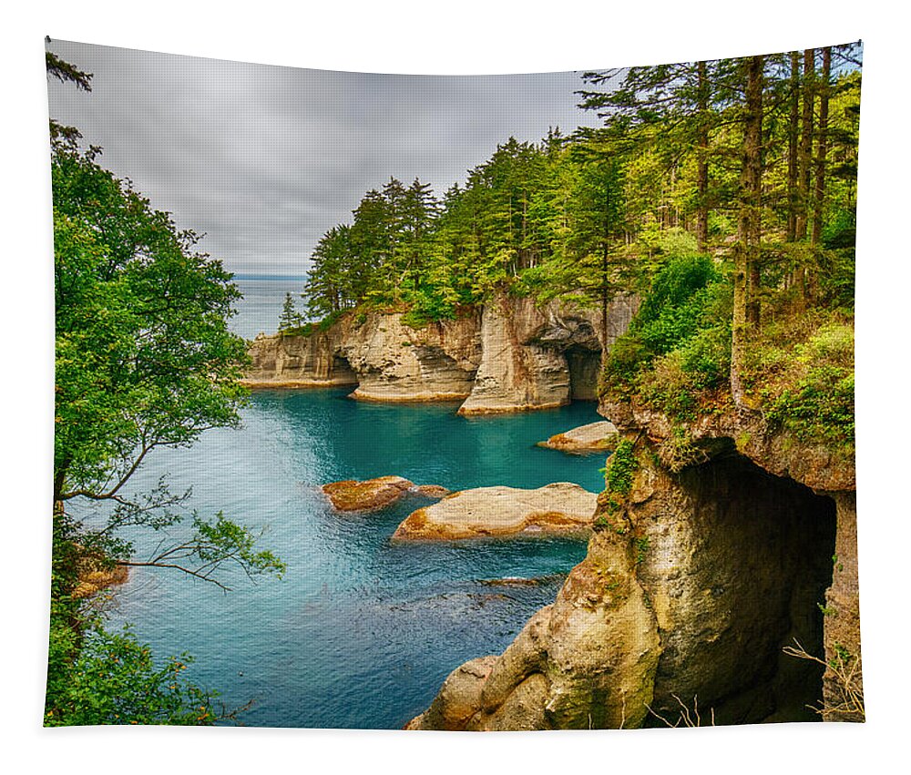Cape Tapestry featuring the photograph Cape Flattery Cave by Amanda Jones