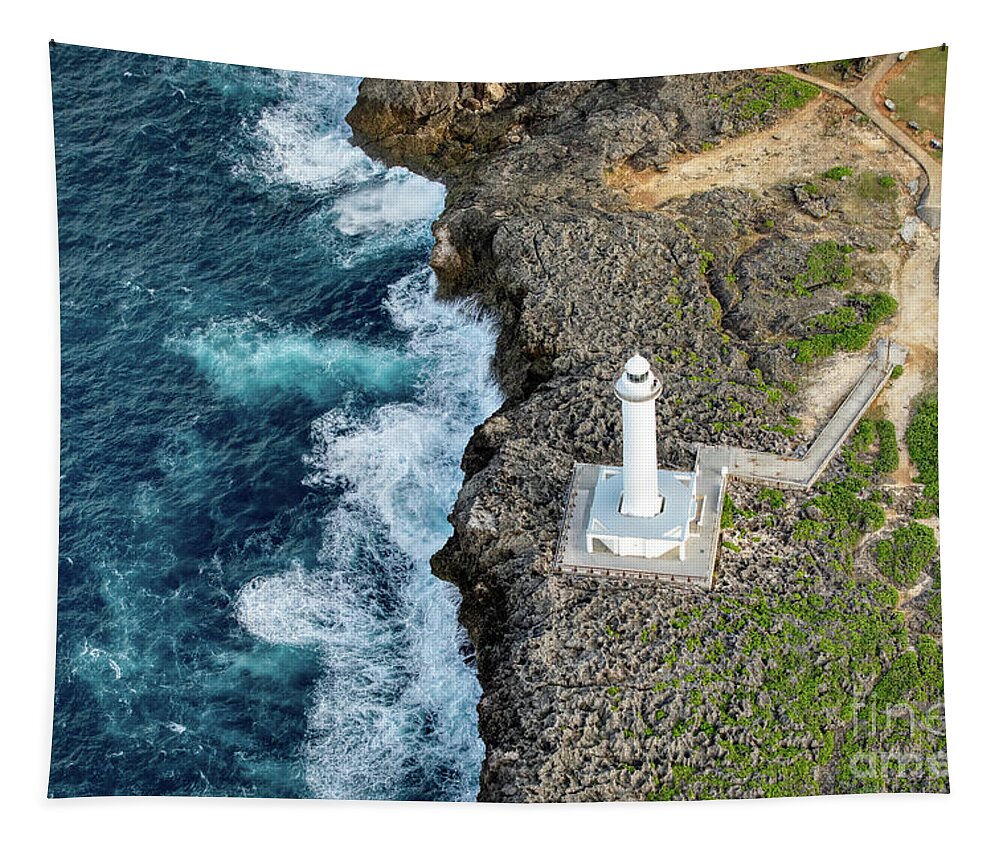 Cape Zanpa Tapestry featuring the photograph Cape Zanpa Lighthouse by Rebecca Caroline Photography