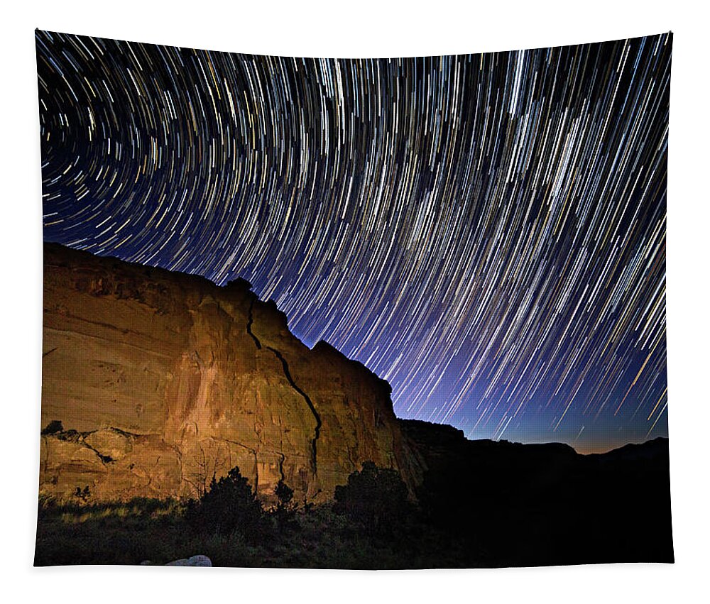 Startrail Tapestry featuring the photograph Capitol Reef Star Trail by Wesley Aston