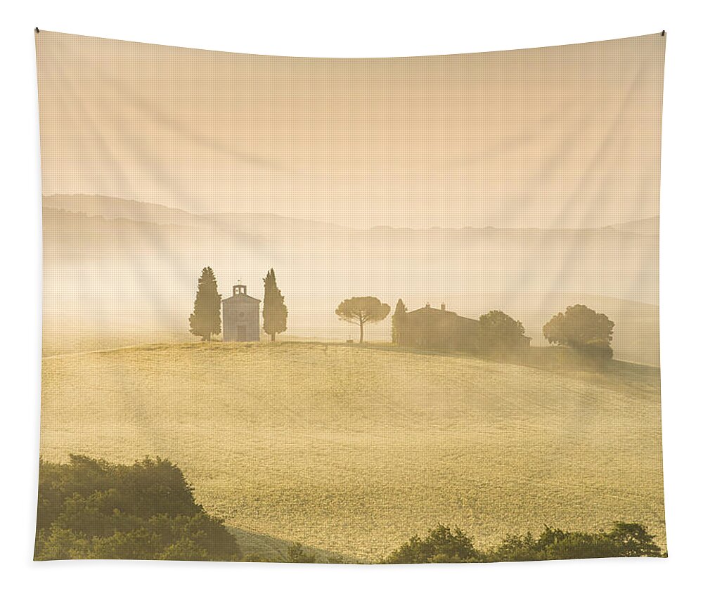 Tuscany Tapestry featuring the photograph Cappella della Madonna di Vitaleta by Peter Boehringer