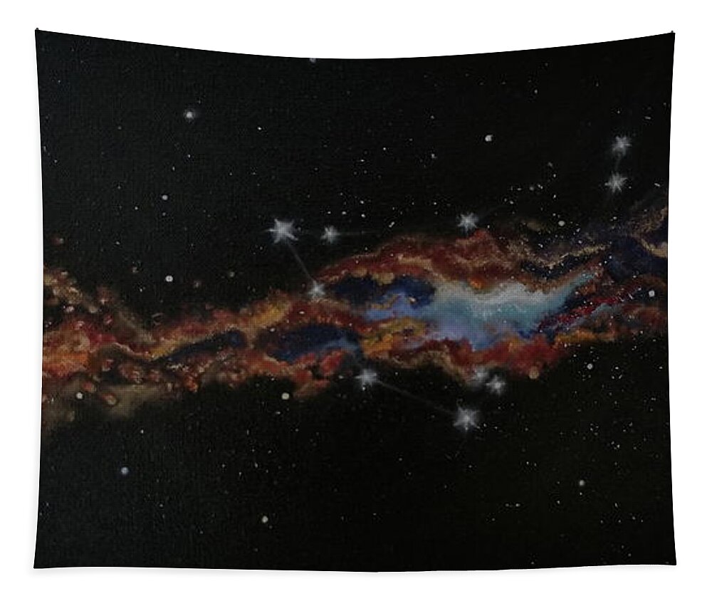 Capricorn Tapestry featuring the painting Capricorn constellation by Neslihan Ergul Colley