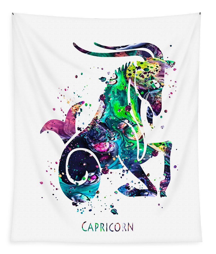 Capricorn Tapestry featuring the painting Capricorn Zodiac Sign by Zuzi 's