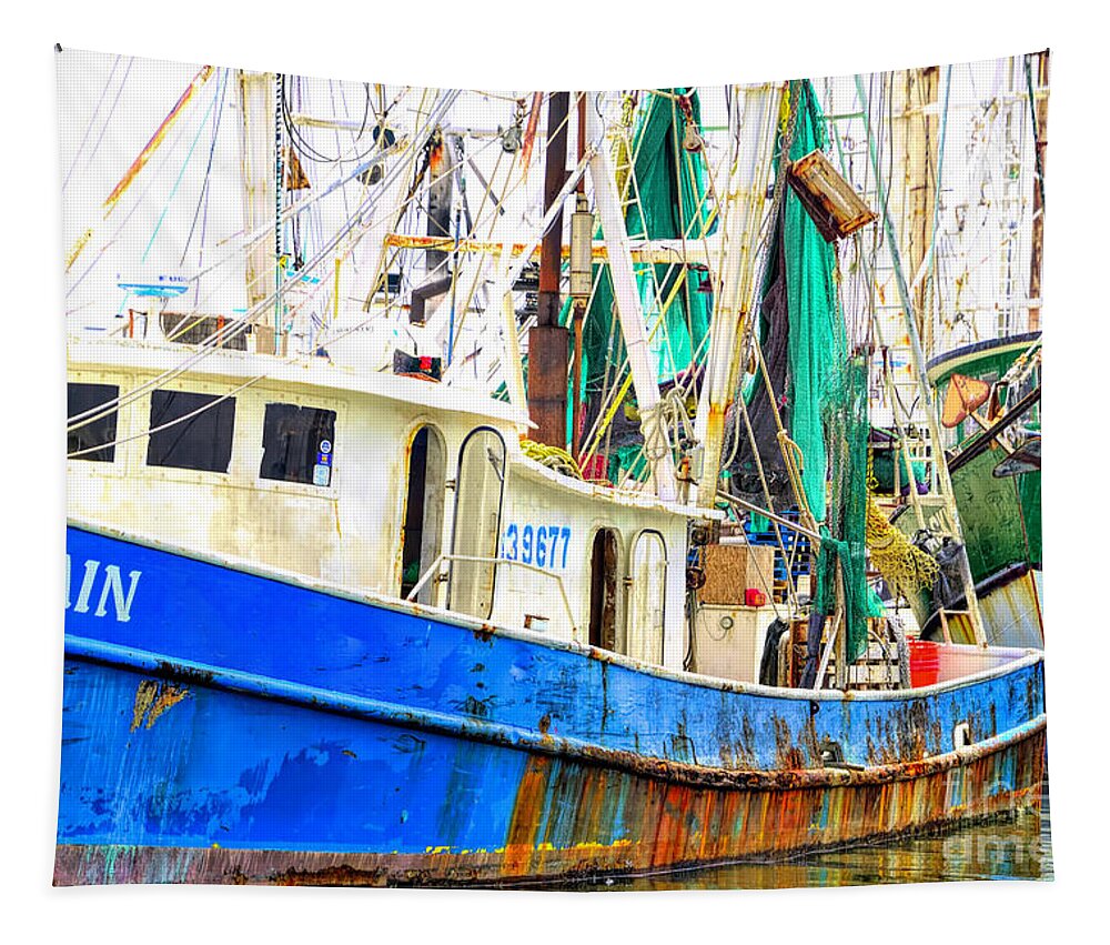 Shrimp Boat Tapestry featuring the photograph Captain by Alison Belsan Horton