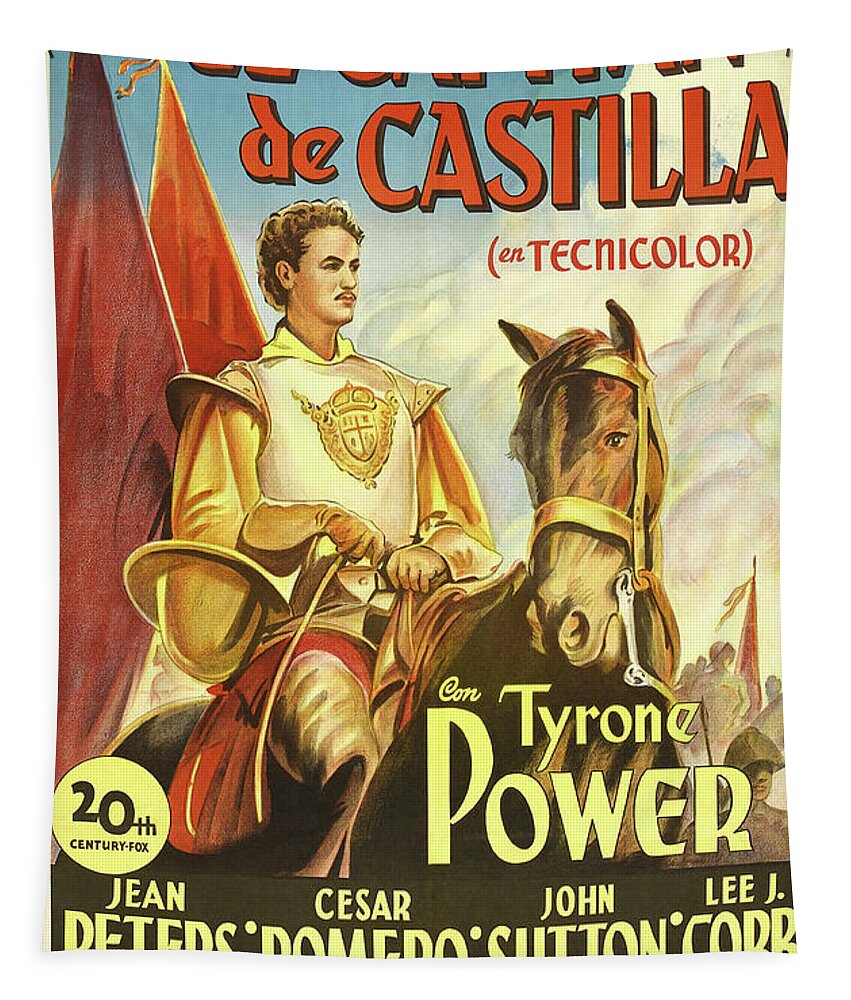 Tyrone Tapestry featuring the mixed media ''Captain From Castile'' - 1948 by Movie World Posters