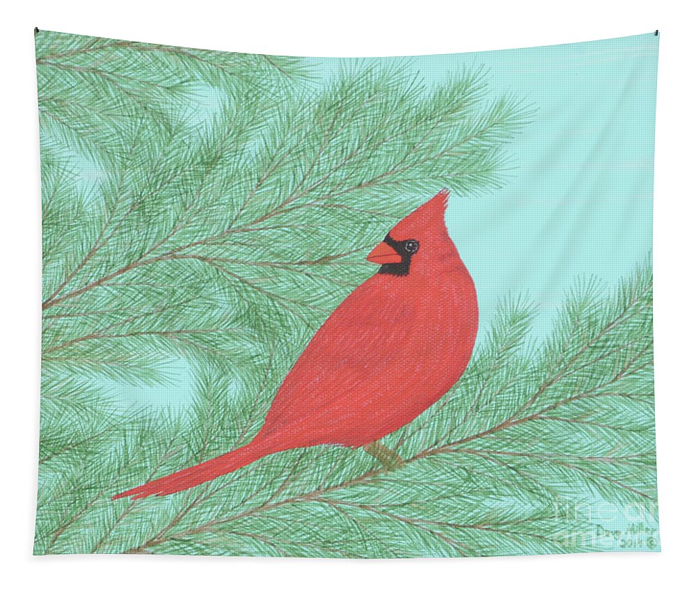 Cardinal Tapestry featuring the painting Cardinal 2 by Doug Miller