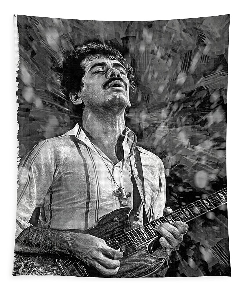 Carlos Santana Guitar Legend Tapestry by Mal Bray - Instaprints