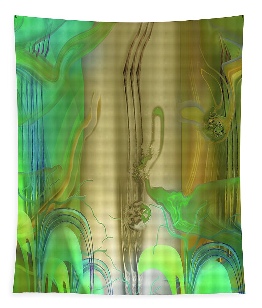 Mighty Sight Studio Abstractions Art Painted Virtually Steve Sperry Tampa Florida Fantastical Art Color Shape And Form Impressionistic Surrealism Abstract Landscapes Tapestry featuring the digital art Carly for Tea by Steve Sperry