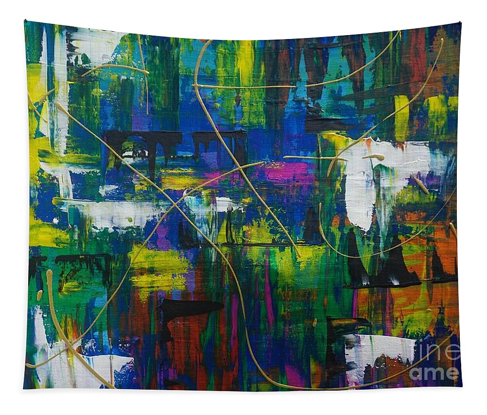 Abstract Tapestry featuring the painting Carousel by Jimmy Clark