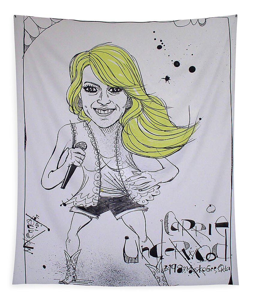  Tapestry featuring the drawing Carrie Underwood by Phil Mckenney
