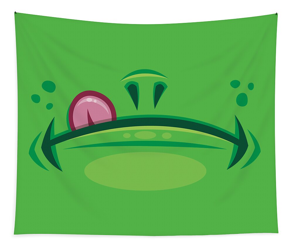 Frog Tapestry featuring the digital art Cartoon Frog Mouth with Tongue by John Schwegel
