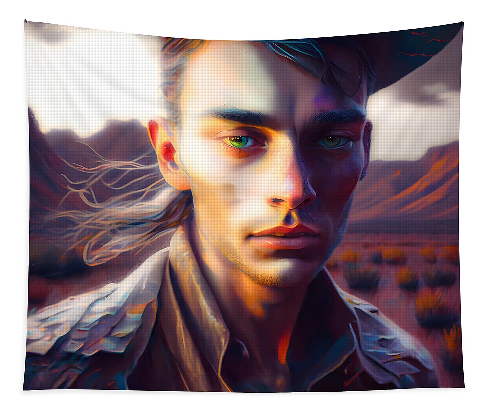 Desert Tapestry featuring the digital art Carved Monument Gaze by TintoDesigns