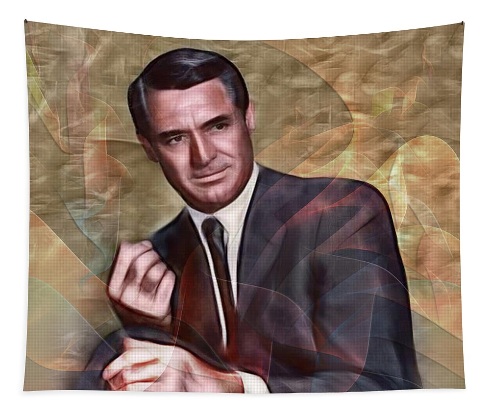 Cary Grant Tapestry featuring the digital art Cary Grant - Square Version by Studio B Prints