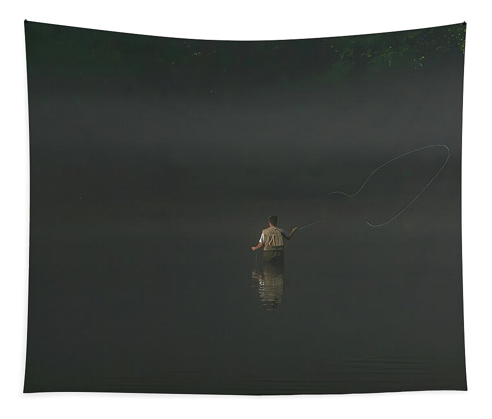 Fishing Tapestry featuring the photograph Cast by Lens Art Photography By Larry Trager