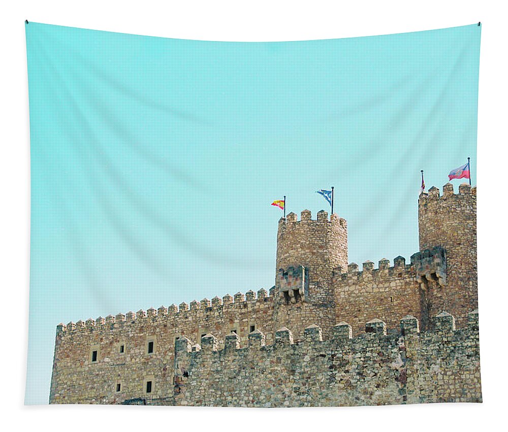 Holiday Tapestry featuring the photograph Castle in the sky by Barthelemy de Mazenod