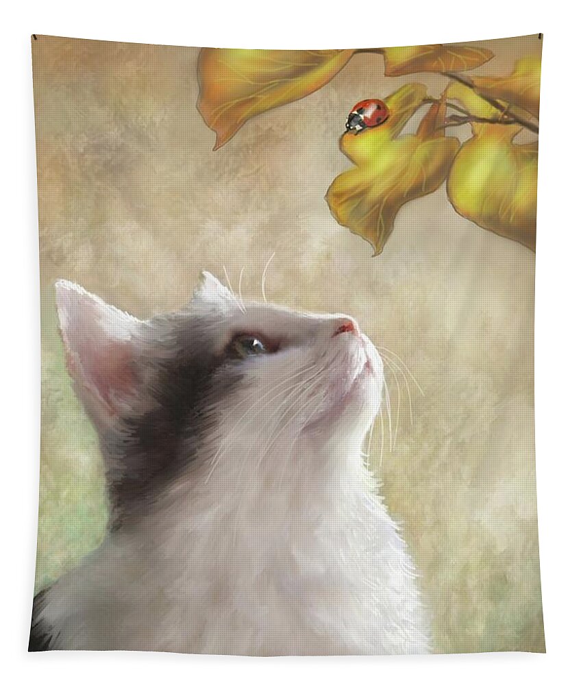 Cat Tapestry featuring the digital art Cat 669 by Lucie Dumas