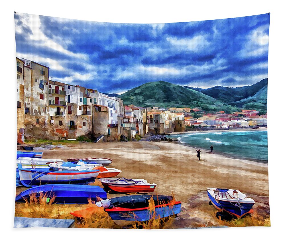 Italy Tapestry featuring the photograph Cefalu Waterfront by Monroe Payne