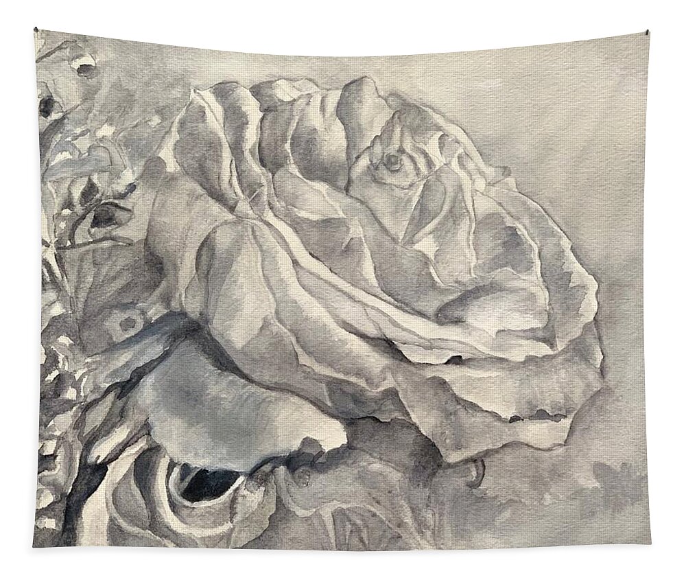 White Rose Tapestry featuring the painting Celebration of Life by Juliette Becker