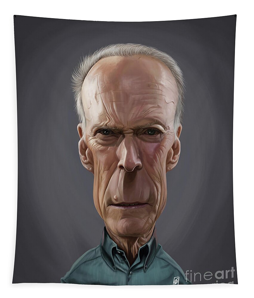 Illustration Tapestry featuring the digital art Celebrity Sunday - Clint Eastwood by Rob Snow