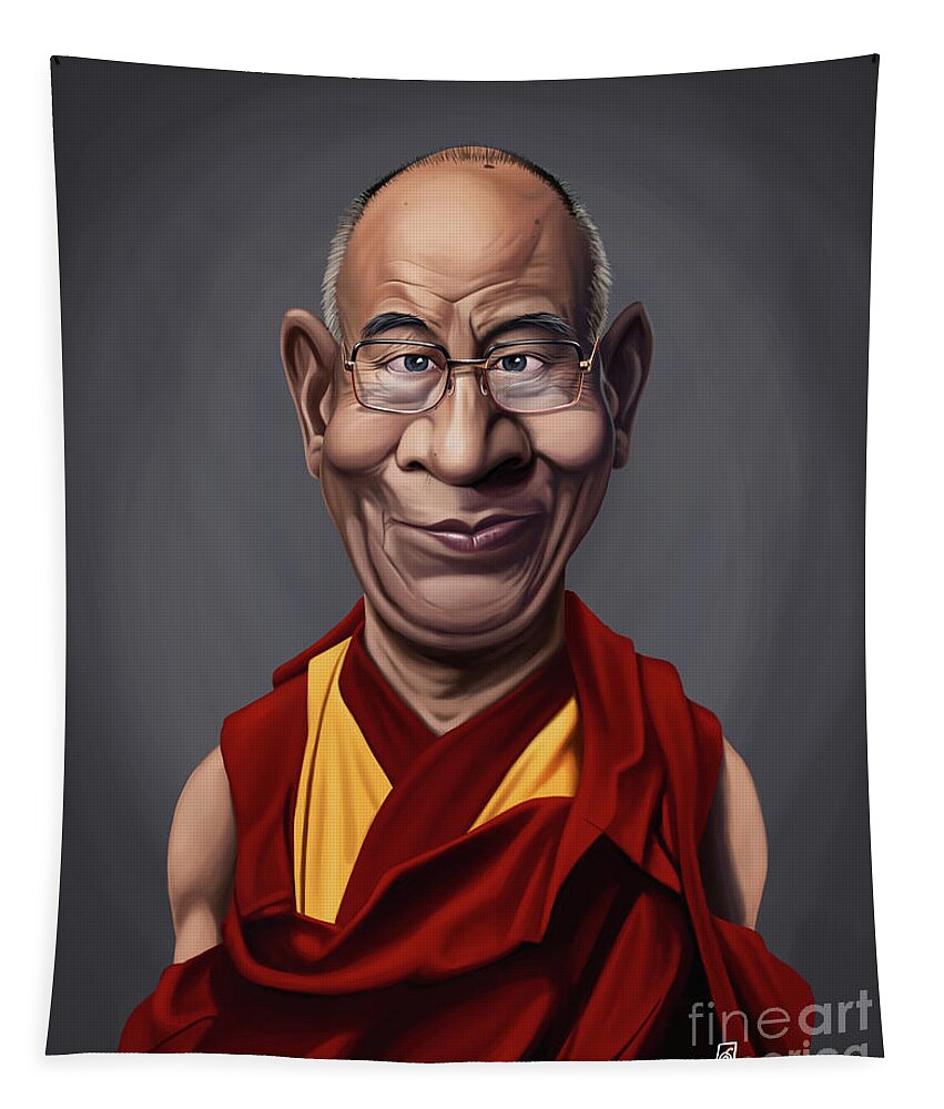 Illustration Tapestry featuring the digital art Celebrity Sunday - Dalai Lama by Rob Snow