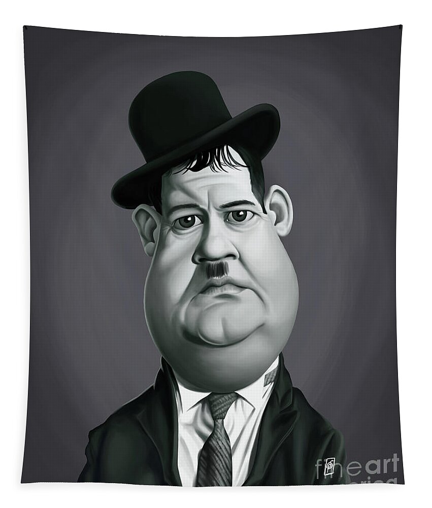 Illustration Tapestry featuring the digital art Celebrity Sunday - Oliver Hardy by Rob Snow