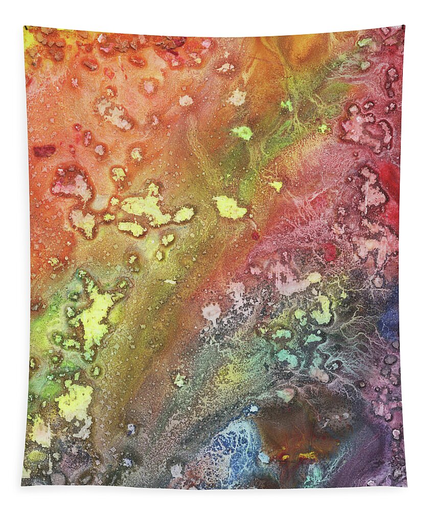 Abstract Tapestry featuring the painting Celestial Breeze Synergy Of Crystal And Abstract Watercolor Decor V by Irina Sztukowski