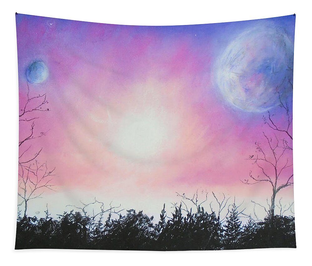 Celeste Tapestry featuring the pastel Celestial Tiddings by Jen Shearer