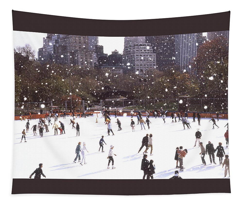 New York Tapestry featuring the photograph Central Park Skaters Color by Russ Considine