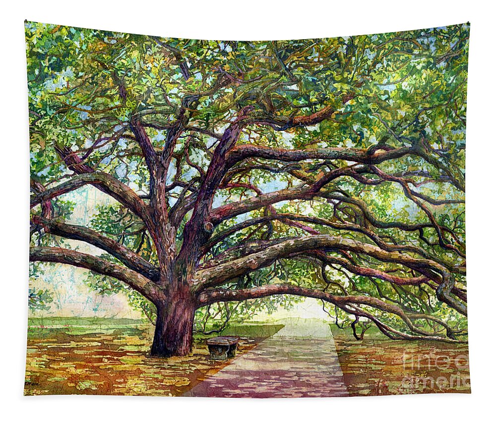 Oak Tapestry featuring the painting Century Tree 2 by Hailey E Herrera