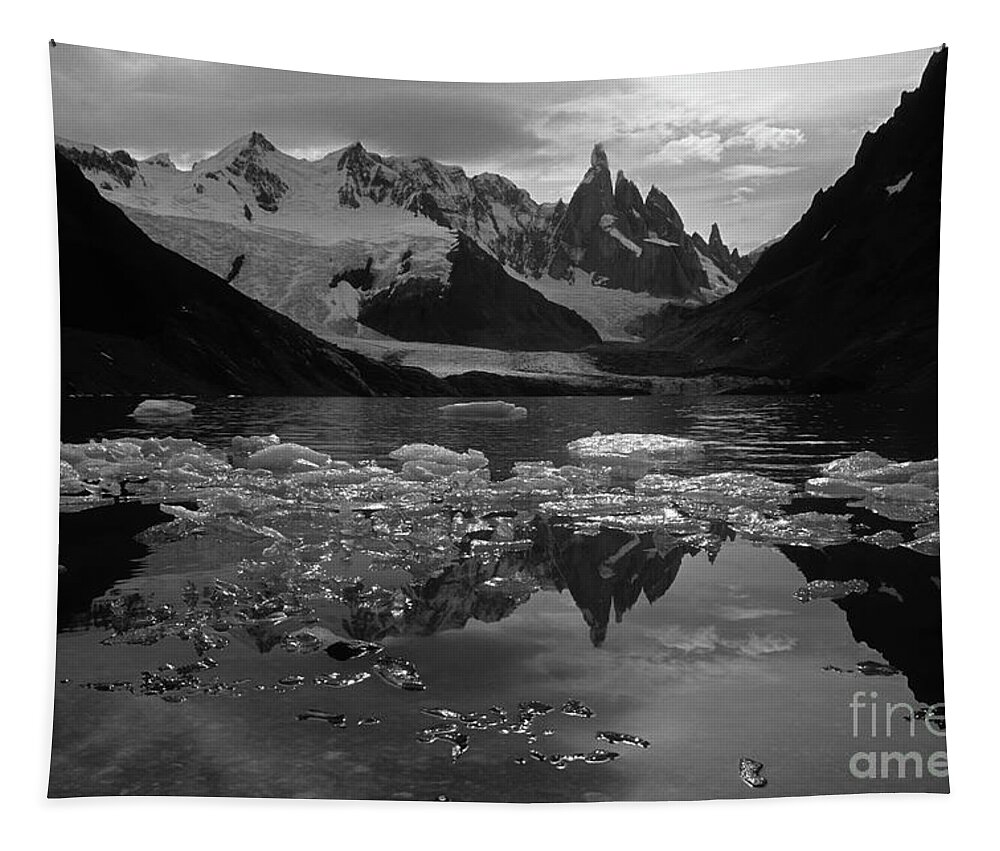 Patagonia Tapestry featuring the photograph Cerro Torre black and white Patagonia Argentina by James Brunker