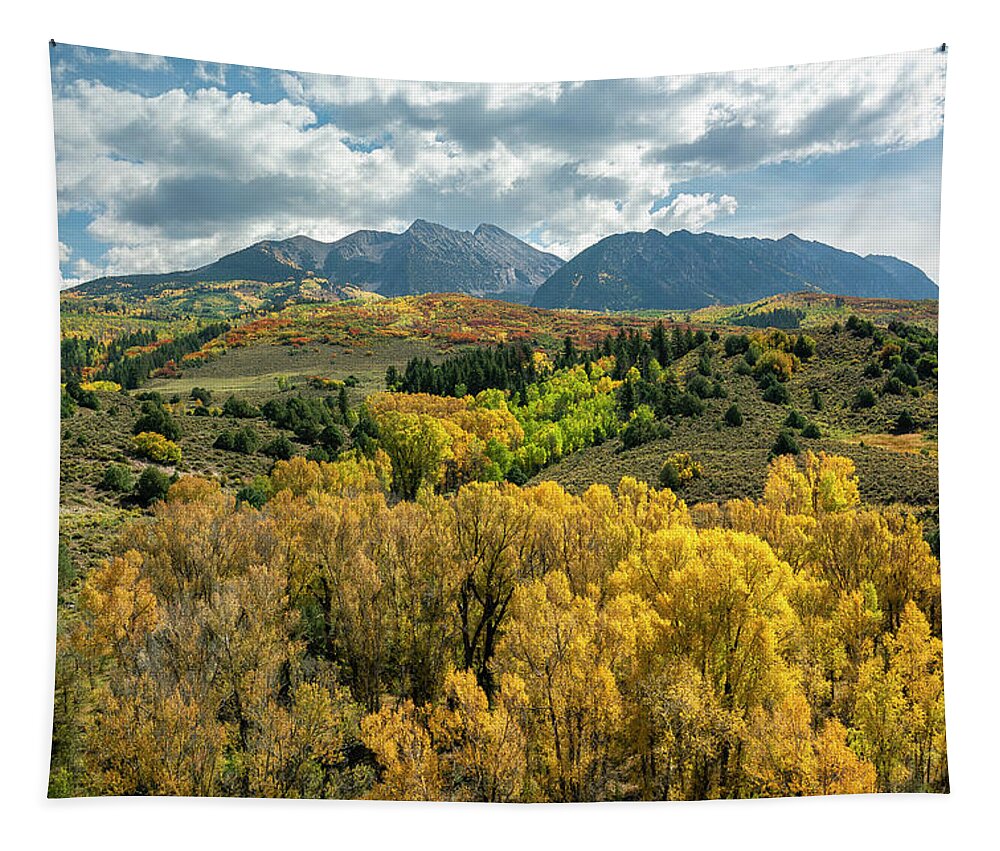 Colorado Tapestry featuring the photograph Chair Mountain Autumn by Aaron Spong