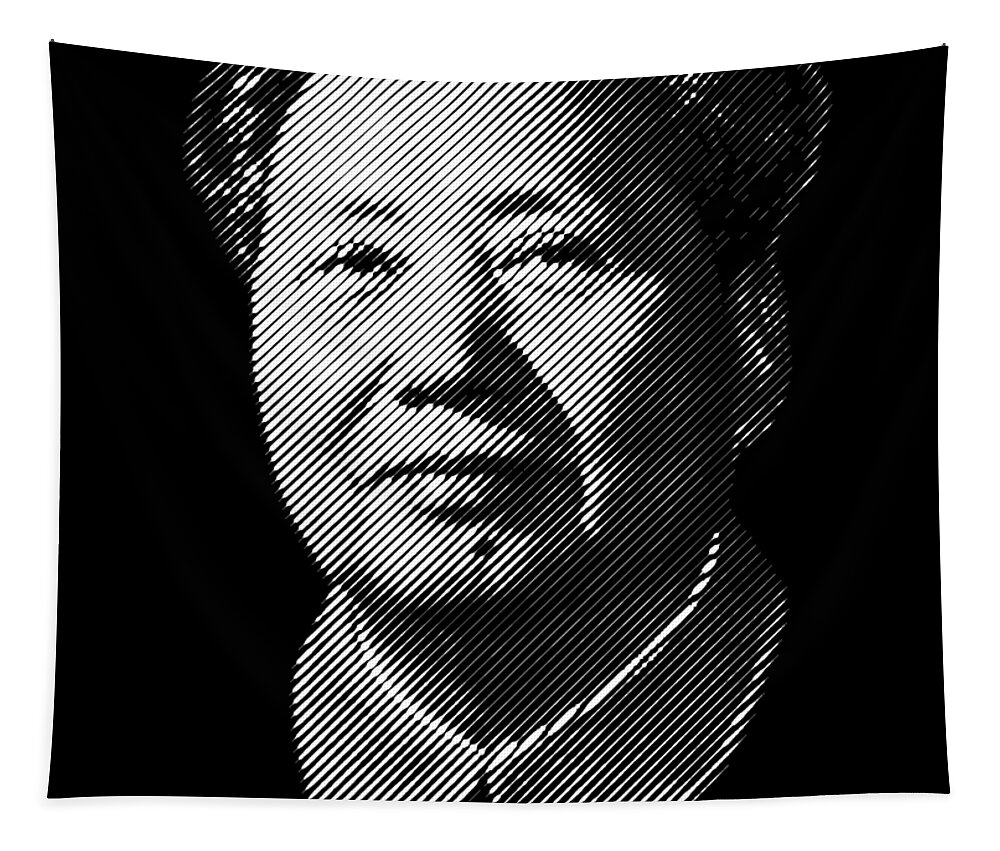 Mao Tapestry featuring the digital art Chairman Mao Zedong, portrait by Cu Biz